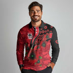 St Saints ANZAC Personalised Long Sleeve Polo Shirt Lest We Forget Poppy Camo