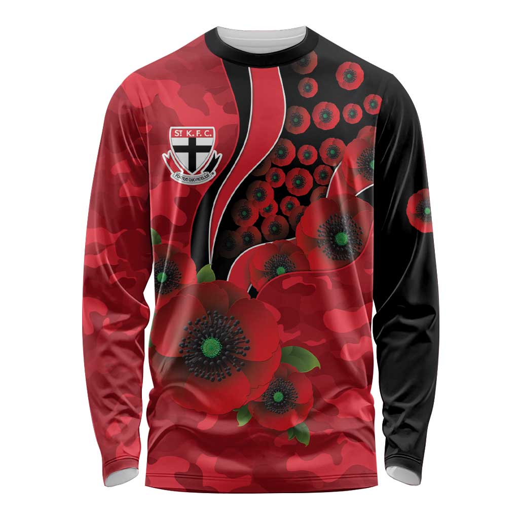 St Saints ANZAC Personalised Long Sleeve Shirt Lest We Forget Poppy Camo