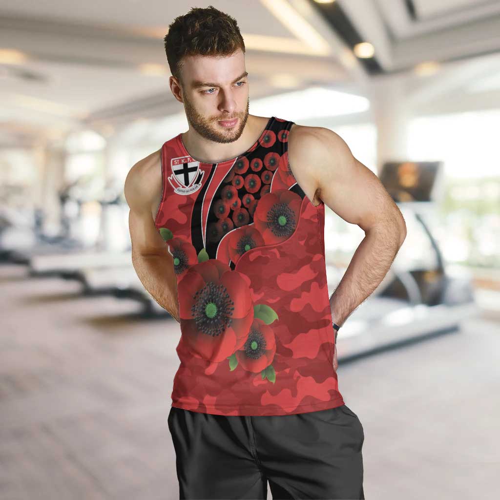 St Saints ANZAC Personalised Men Tank Top Lest We Forget Poppy Camo