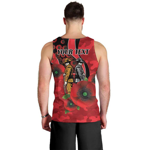 St Saints ANZAC Personalised Men Tank Top Lest We Forget Poppy Camo