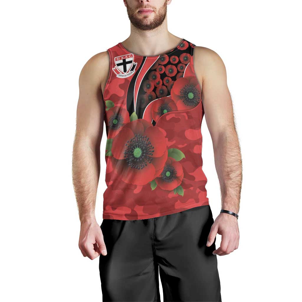 St Saints ANZAC Personalised Men Tank Top Lest We Forget Poppy Camo