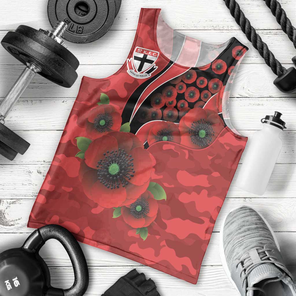 St Saints ANZAC Personalised Men Tank Top Lest We Forget Poppy Camo