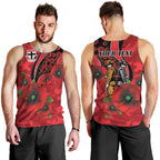 St Saints ANZAC Personalised Men Tank Top Lest We Forget Poppy Camo