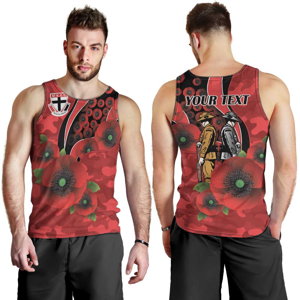 St Saints ANZAC Personalised Men Tank Top Lest We Forget Poppy Camo