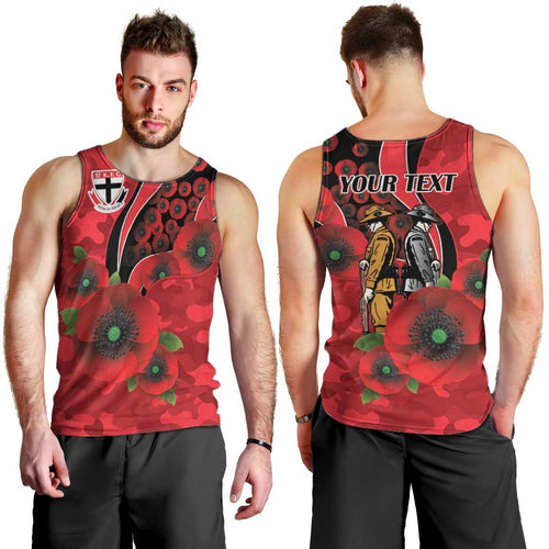 St Saints ANZAC Personalised Men Tank Top Lest We Forget Poppy Camo