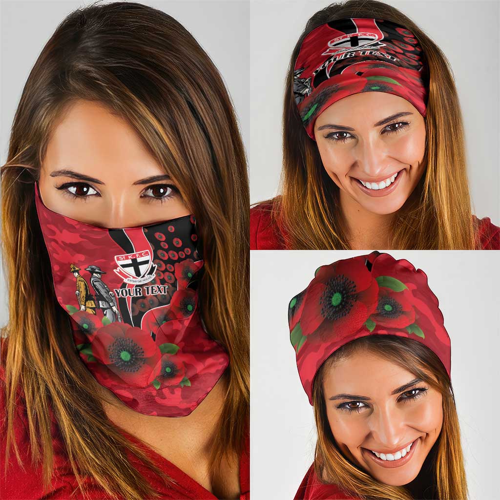 St Saints ANZAC Personalised Neck Gaiter Lest We Forget Poppy Camo