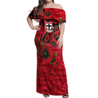 St Saints ANZAC Personalised Off Shoulder Maxi Dress Lest We Forget Poppy Camo