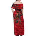 St Saints ANZAC Personalised Off Shoulder Maxi Dress Lest We Forget Poppy Camo