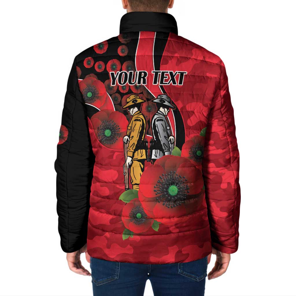 St Saints ANZAC Personalised Padded Jacket Lest We Forget Poppy Camo