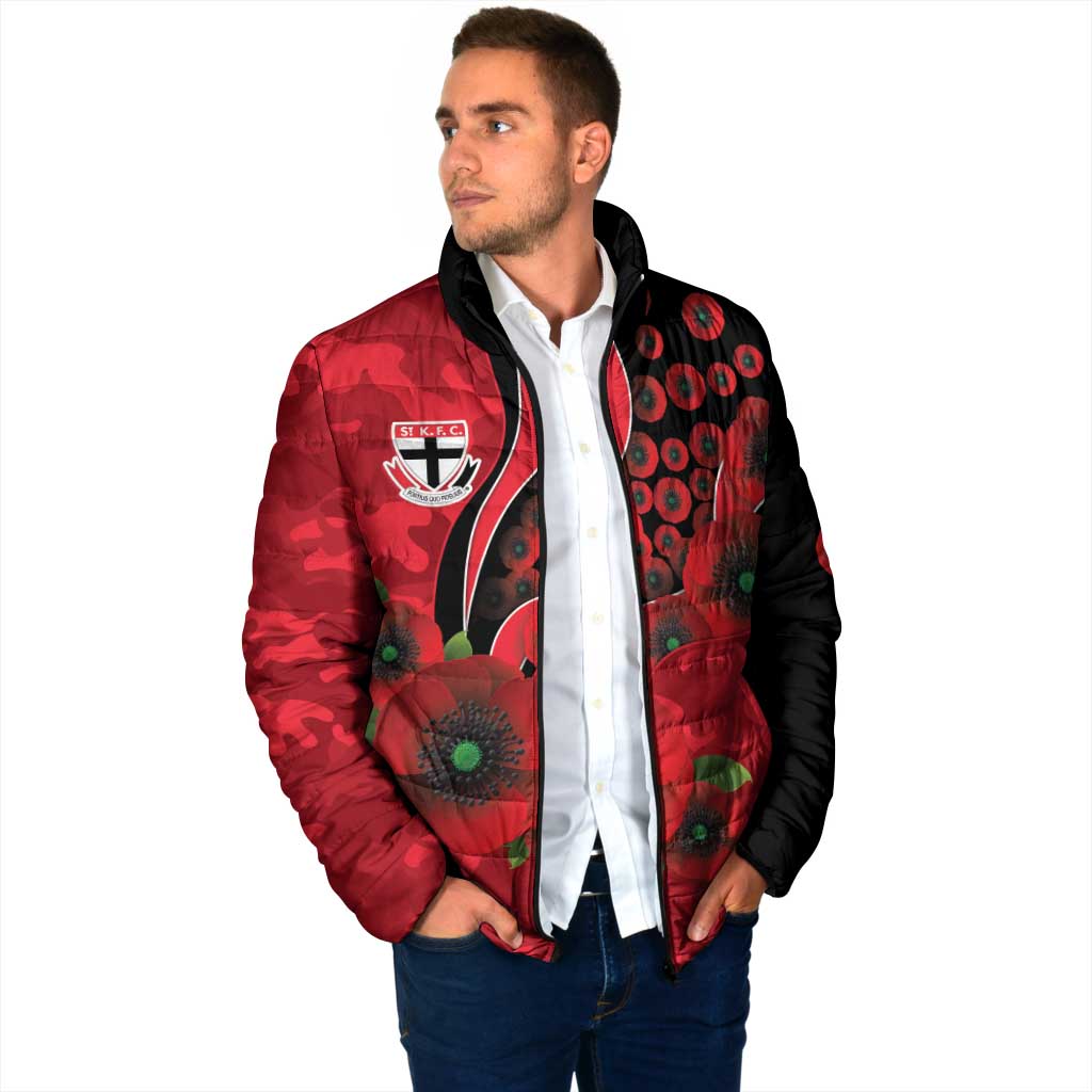 St Saints ANZAC Personalised Padded Jacket Lest We Forget Poppy Camo