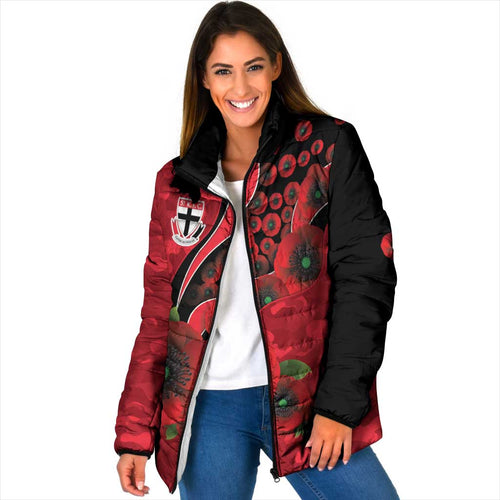 St Saints ANZAC Personalised Padded Jacket Lest We Forget Poppy Camo