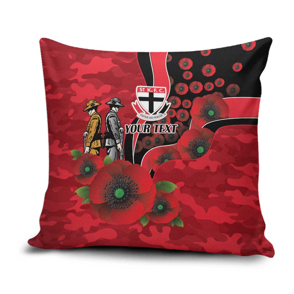 St Saints ANZAC Personalised Pillow Cover Lest We Forget Poppy Camo