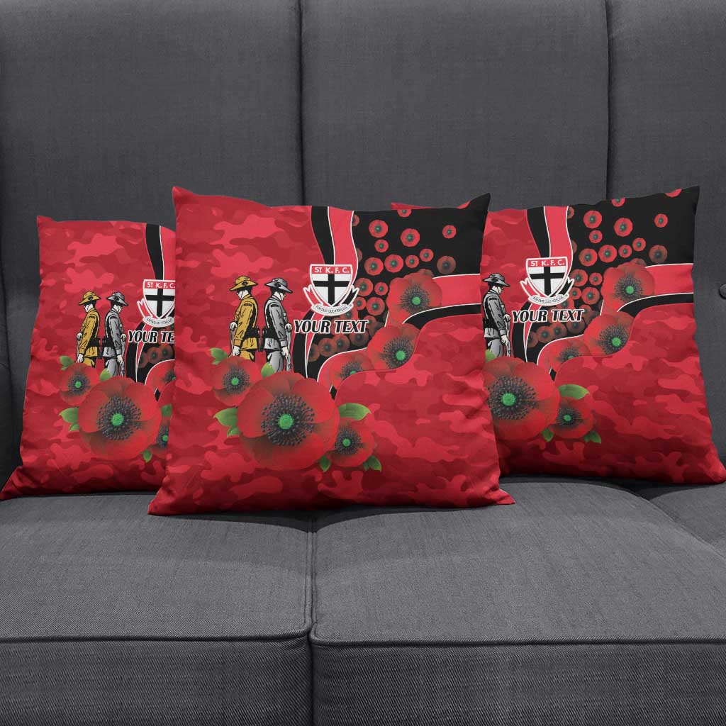 St Saints ANZAC Personalised Pillow Cover Lest We Forget Poppy Camo