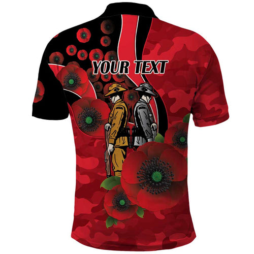 St Saints ANZAC Personalised Polo Shirt Lest We Forget Poppy Camo