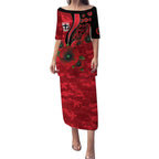 St Saints ANZAC Personalised Puletasi Lest We Forget Poppy Camo