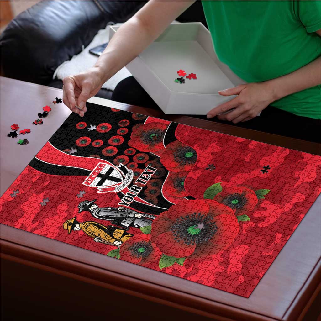 St Saints ANZAC Personalised Puzzle Lest We Forget Poppy Camo