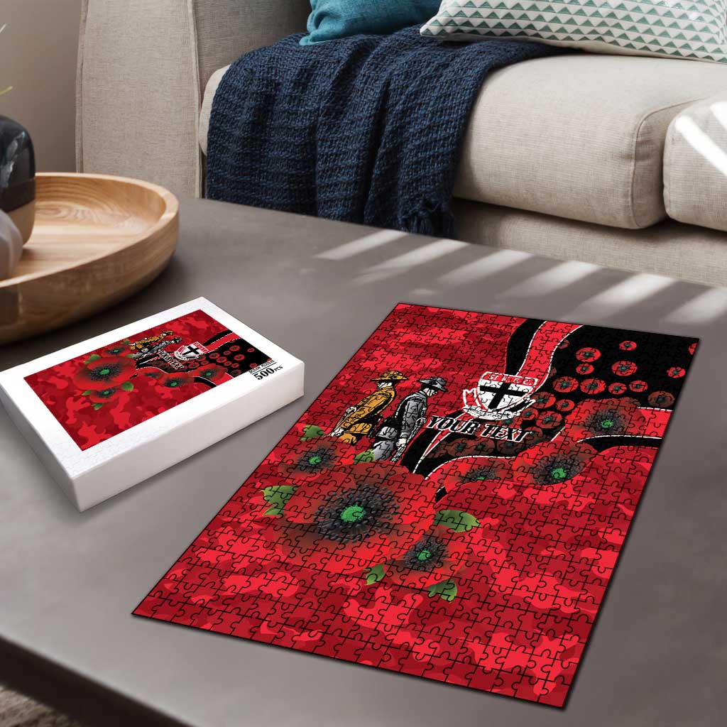 St Saints ANZAC Personalised Puzzle Lest We Forget Poppy Camo