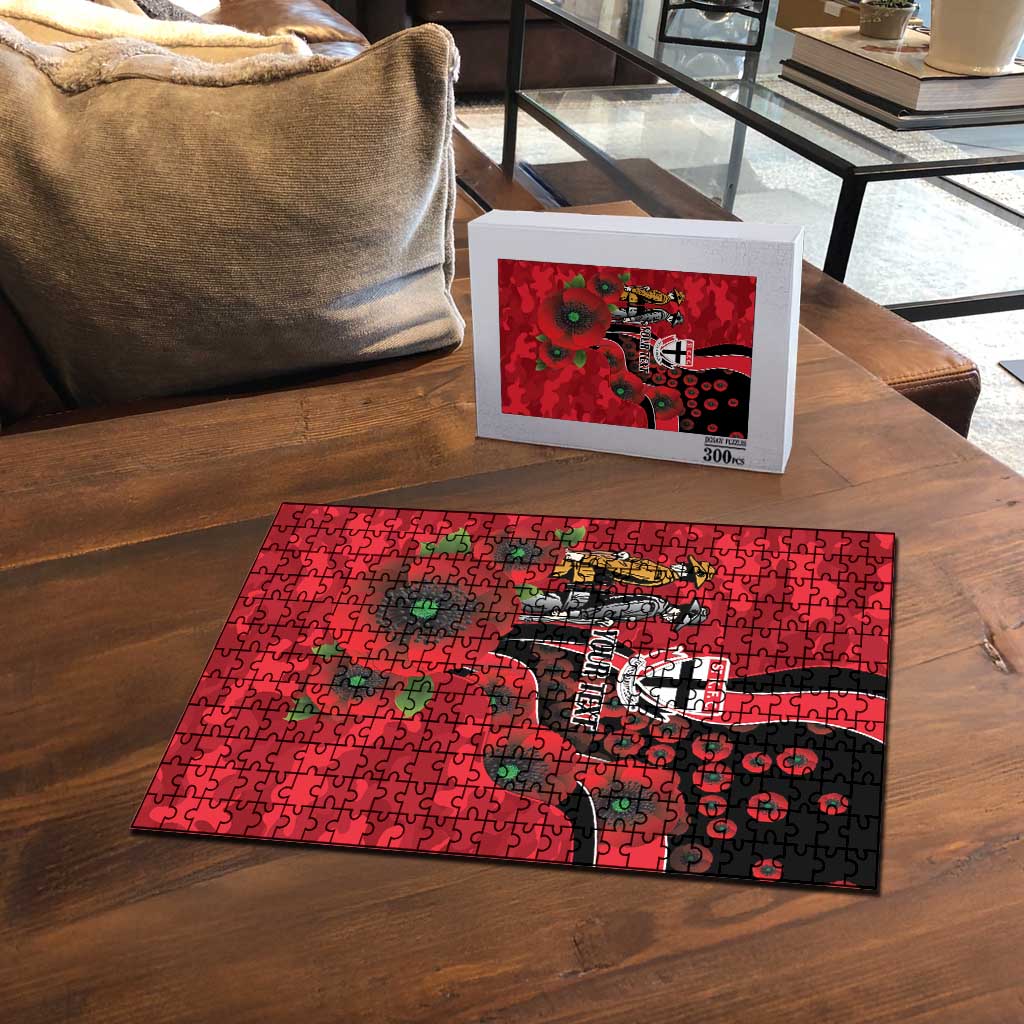 St Saints ANZAC Personalised Puzzle Lest We Forget Poppy Camo