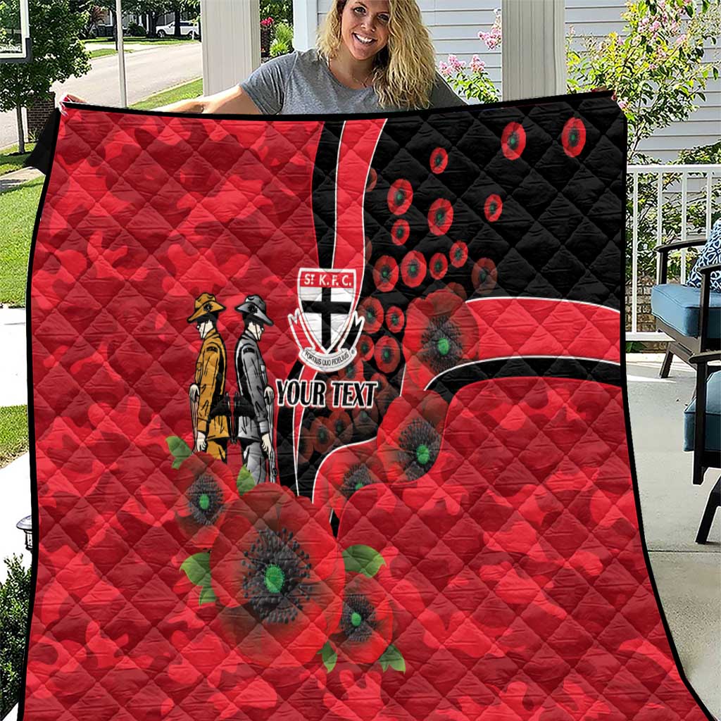 St Saints ANZAC Personalised Quilt Lest We Forget Poppy Camo