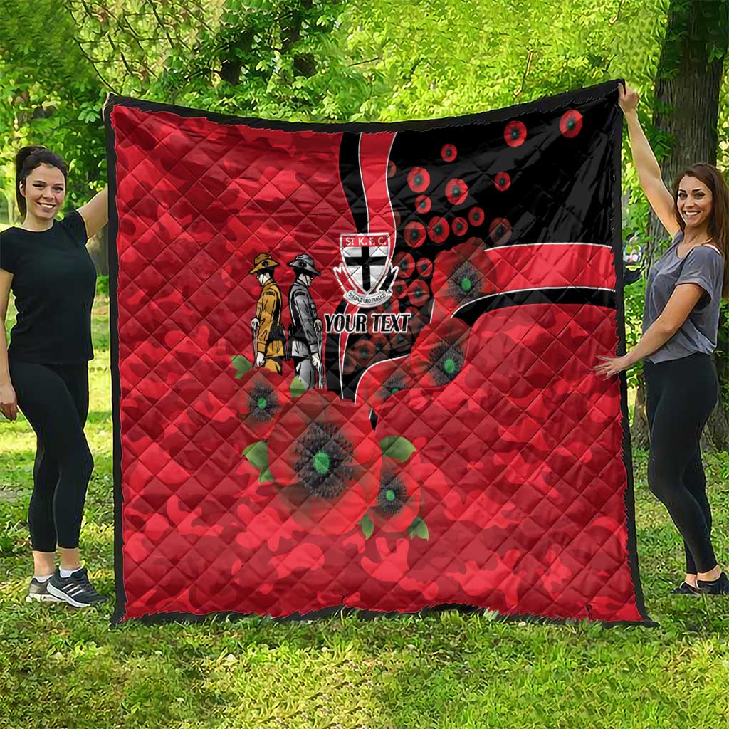 St Saints ANZAC Personalised Quilt Lest We Forget Poppy Camo
