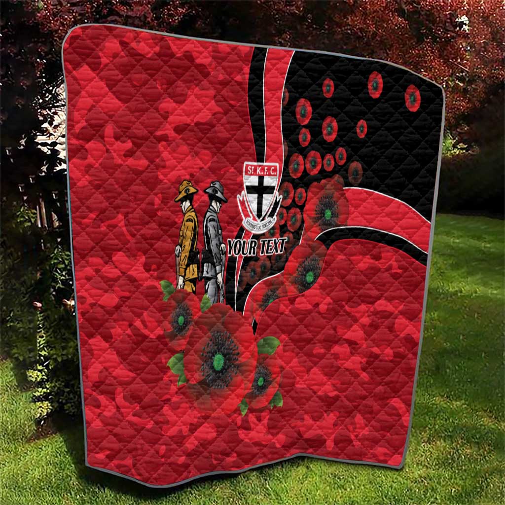 St Saints ANZAC Personalised Quilt Lest We Forget Poppy Camo