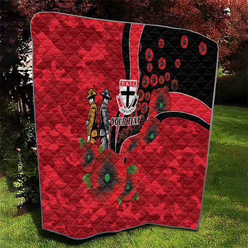 St Saints ANZAC Personalised Quilt Lest We Forget Poppy Camo