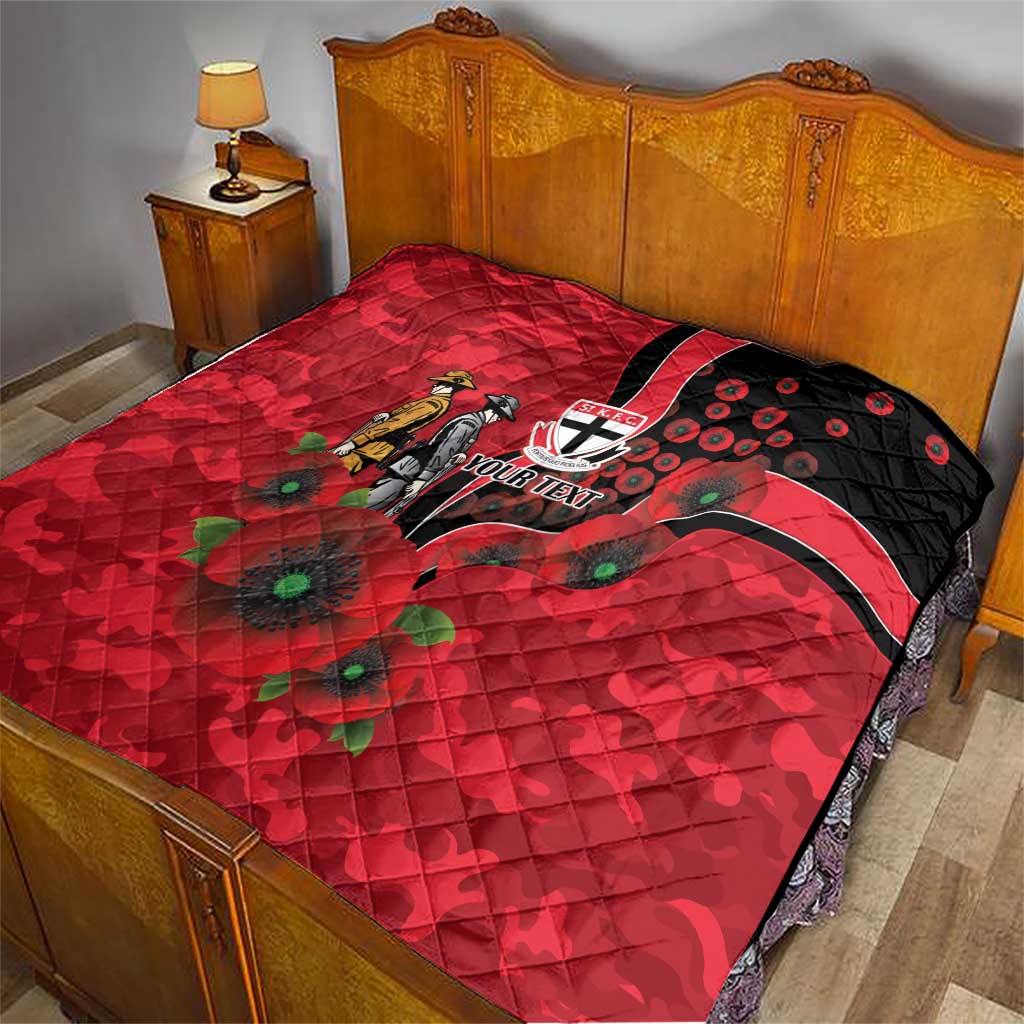 St Saints ANZAC Personalised Quilt Lest We Forget Poppy Camo