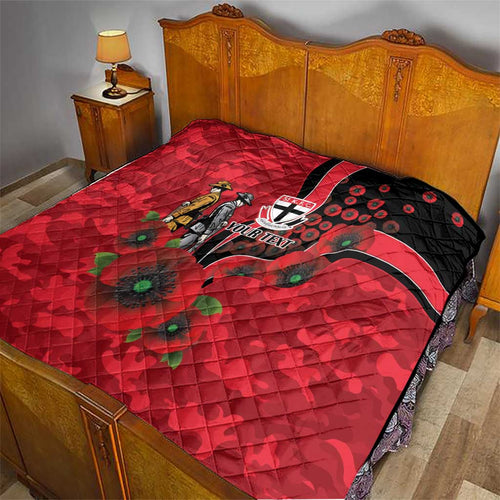 St Saints ANZAC Personalised Quilt Lest We Forget Poppy Camo