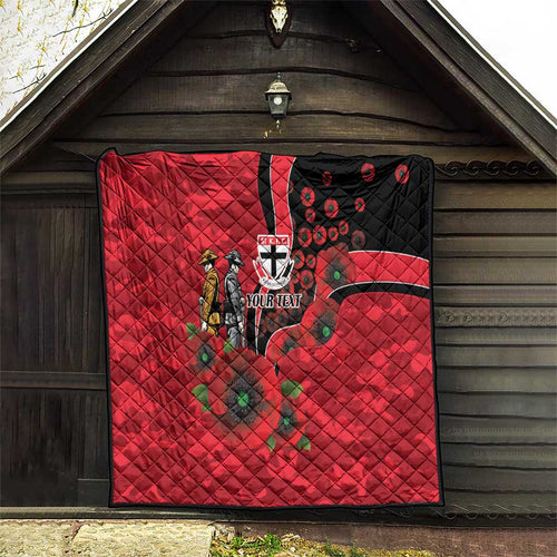 St Saints ANZAC Personalised Quilt Lest We Forget Poppy Camo