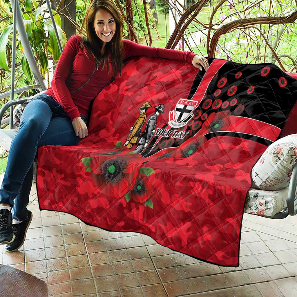 St Saints ANZAC Personalised Quilt Lest We Forget Poppy Camo