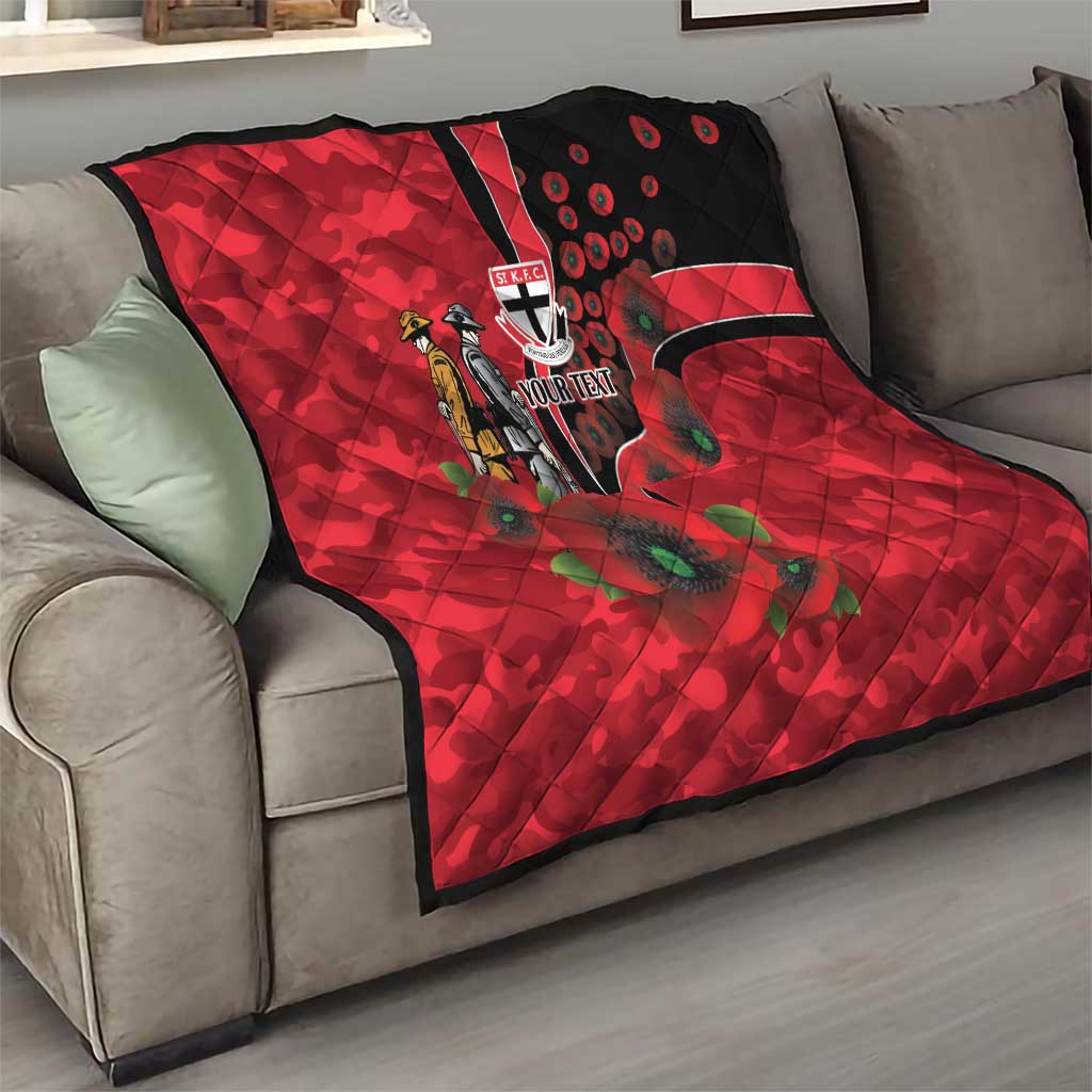 St Saints ANZAC Personalised Quilt Lest We Forget Poppy Camo