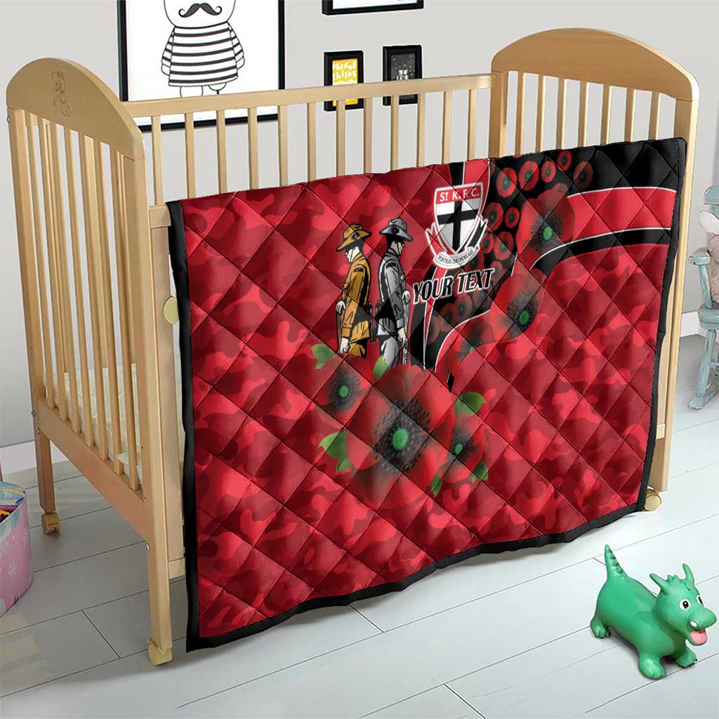 St Saints ANZAC Personalised Quilt Lest We Forget Poppy Camo