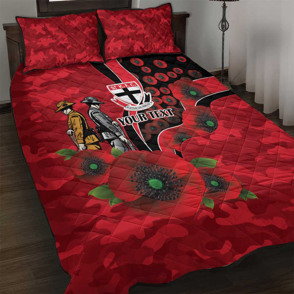 St Saints ANZAC Personalised Quilt Bed Set Lest We Forget Poppy Camo