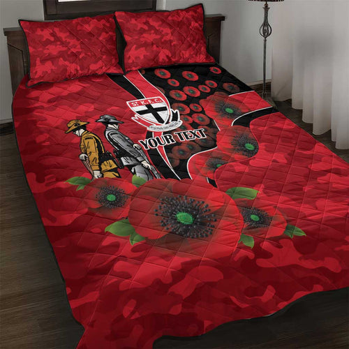 St Saints ANZAC Personalised Quilt Bed Set Lest We Forget Poppy Camo