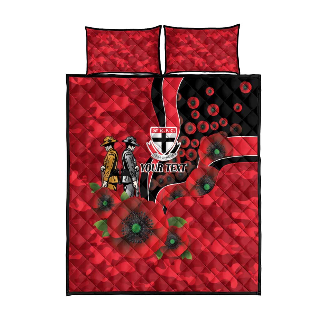 St Saints ANZAC Personalised Quilt Bed Set Lest We Forget Poppy Camo