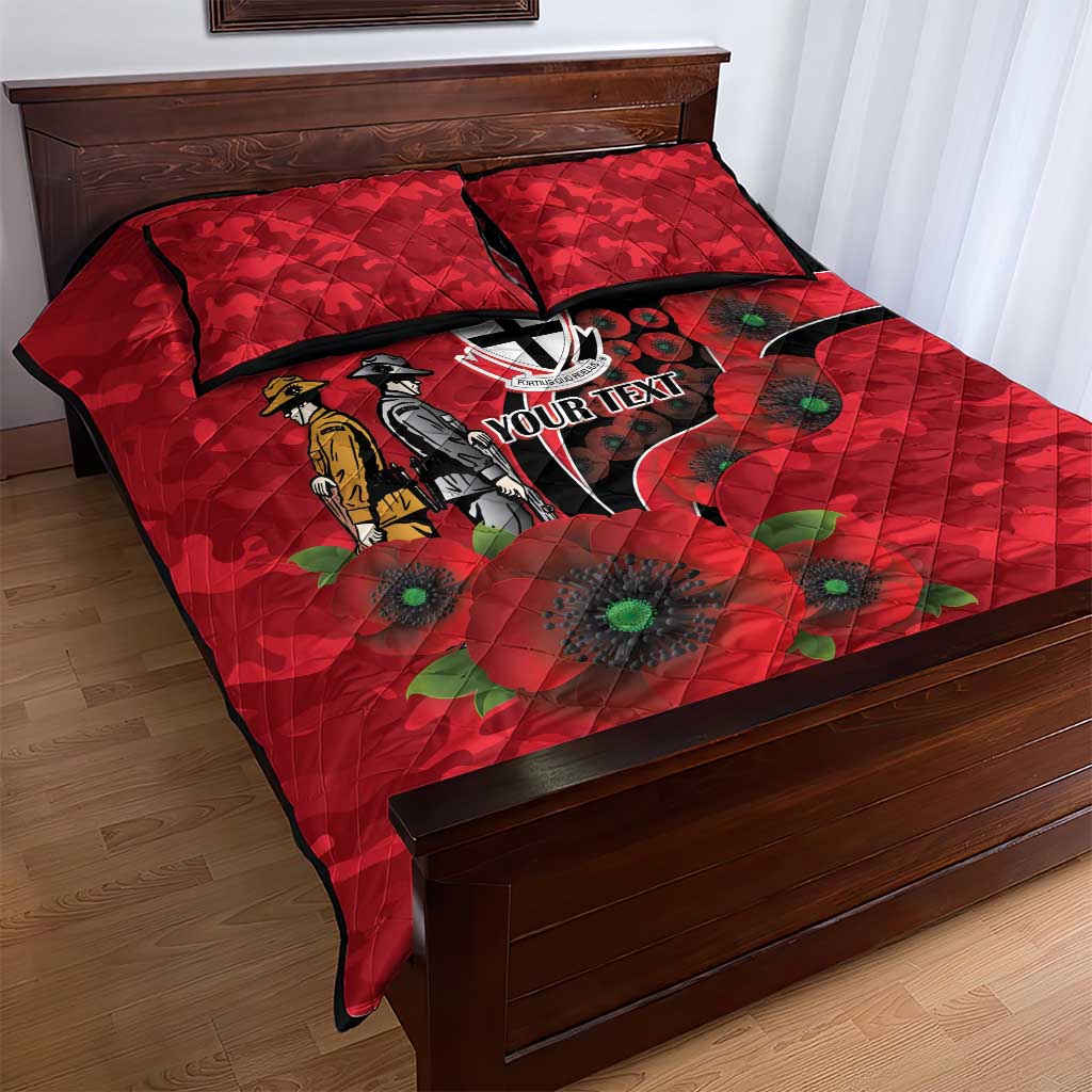St Saints ANZAC Personalised Quilt Bed Set Lest We Forget Poppy Camo