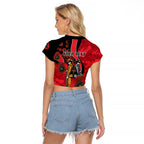 St Saints ANZAC Personalised Raglan Cropped T Shirt Lest We Forget Poppy Camo