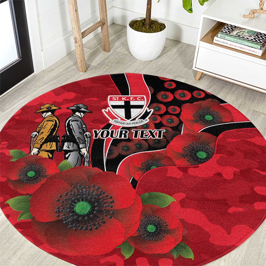 St Saints ANZAC Personalised Round Carpet Lest We Forget Poppy Camo