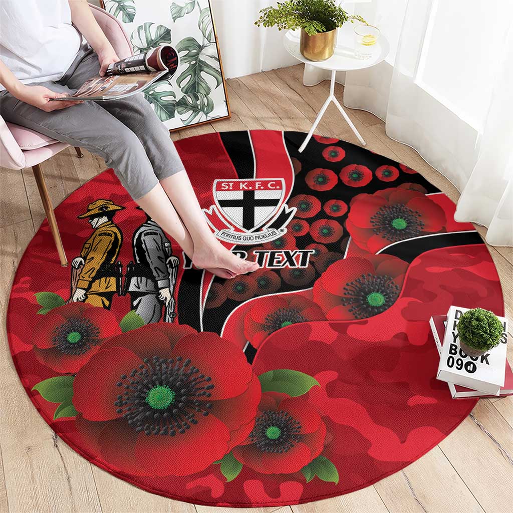 St Saints ANZAC Personalised Round Carpet Lest We Forget Poppy Camo
