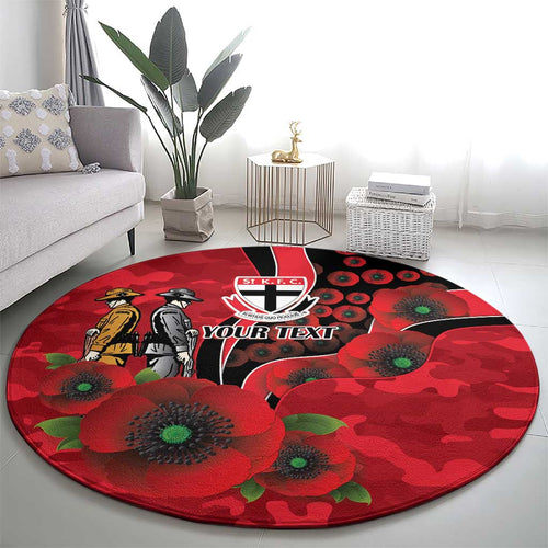 St Saints ANZAC Personalised Round Carpet Lest We Forget Poppy Camo