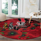 St Saints ANZAC Personalised Round Carpet Lest We Forget Poppy Camo