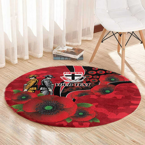 St Saints ANZAC Personalised Round Carpet Lest We Forget Poppy Camo