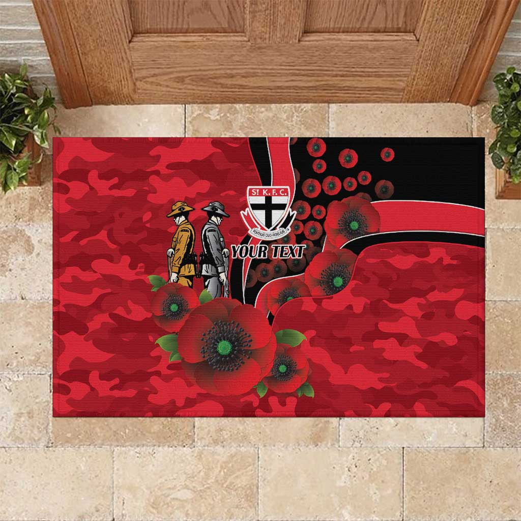 St Saints ANZAC Personalised Rubber Doormat Lest We Forget Poppy Camo