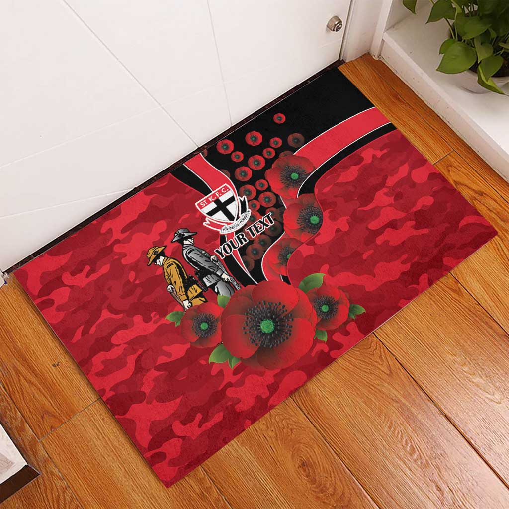 St Saints ANZAC Personalised Rubber Doormat Lest We Forget Poppy Camo