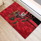 St Saints ANZAC Personalised Rubber Doormat Lest We Forget Poppy Camo