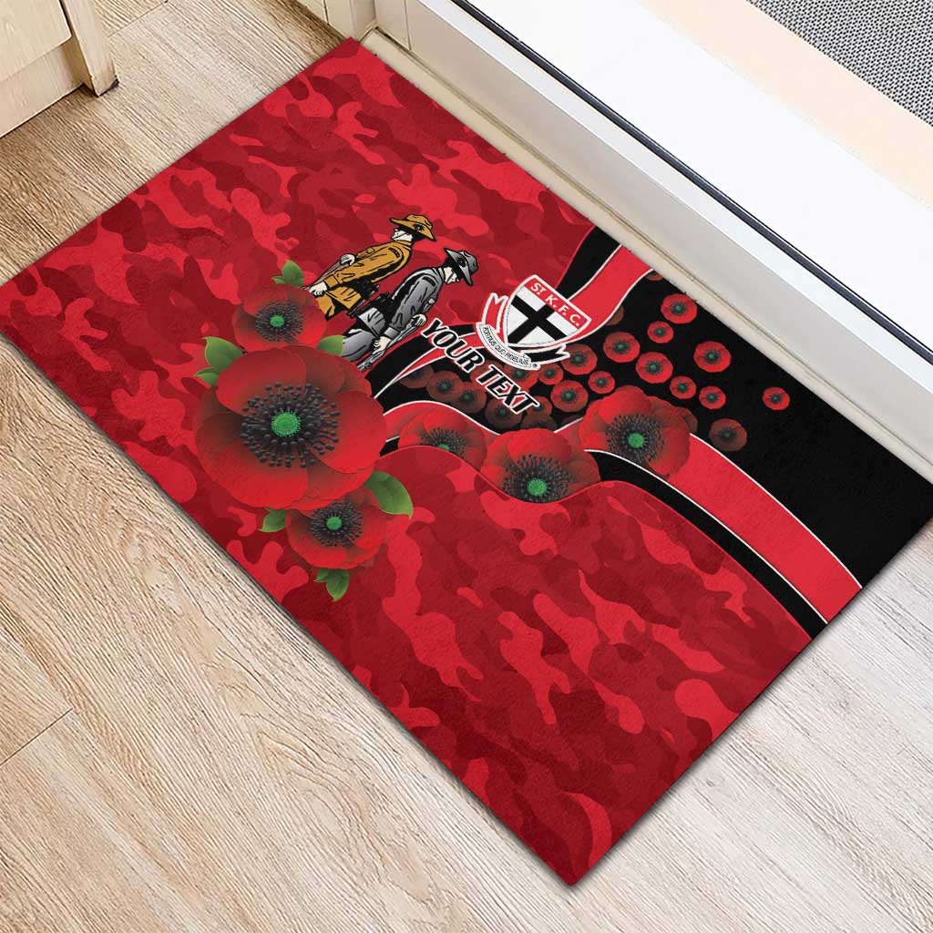 St Saints ANZAC Personalised Rubber Doormat Lest We Forget Poppy Camo