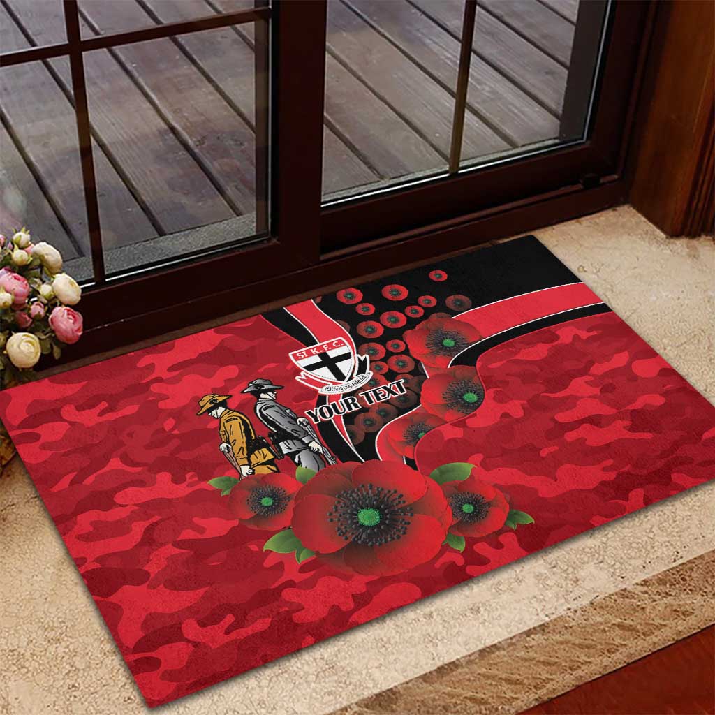 St Saints ANZAC Personalised Rubber Doormat Lest We Forget Poppy Camo