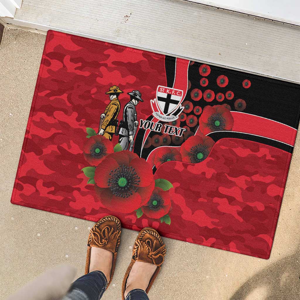 St Saints ANZAC Personalised Rubber Doormat Lest We Forget Poppy Camo