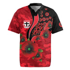 St Saints ANZAC Personalised Rugby Jersey Lest We Forget Poppy Camo