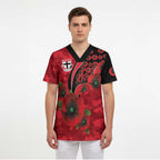 St Saints ANZAC Personalised Scrub Top Lest We Forget Poppy Camo